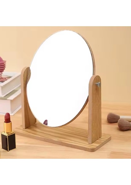 Masaüstü 360 Derece Oval Ahşap Dayanıklı Makyaj Aynası modelleri