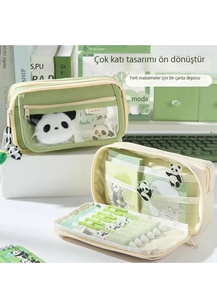 Ekstra Büyük Kapasiteli Kalem Çantası Ayrılmış Çok Katlı Şeffaf Kırtasiye Çantası (Yurt Dışından) fırsatları