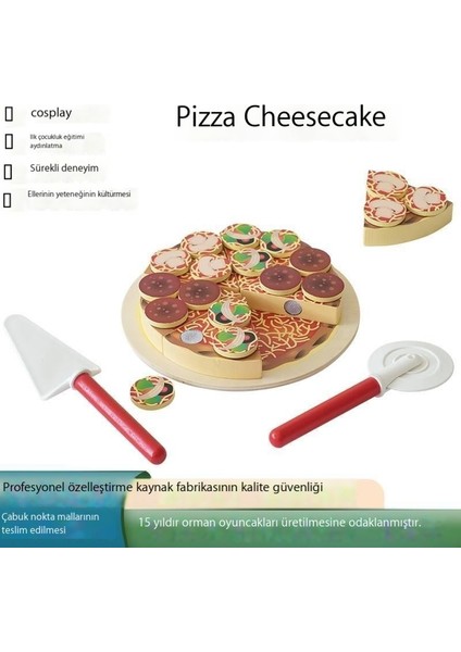 Simüle Pizza Çatal Bıçak Takımı Mutfak Ahşap Oyuncak (Yurt Dışından)