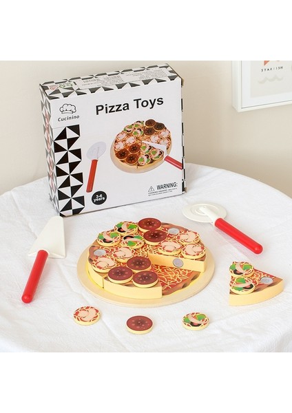 Simüle Pizza Çatal Bıçak Takımı Mutfak Ahşap Oyuncak (Yurt Dışından)