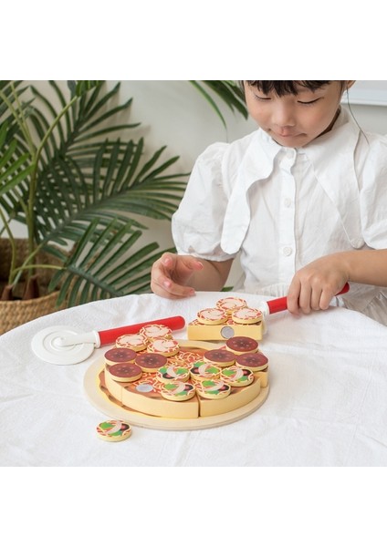Simüle Pizza Çatal Bıçak Takımı Mutfak Ahşap Oyuncak (Yurt Dışından)