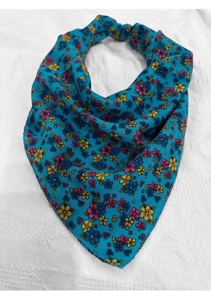 Kadın Siyah, Beyaz ve Mavi Renk Içi Çiçek Desenli %100 Koton 3'lü Bandana, Saç Aksesuarı fırsatları