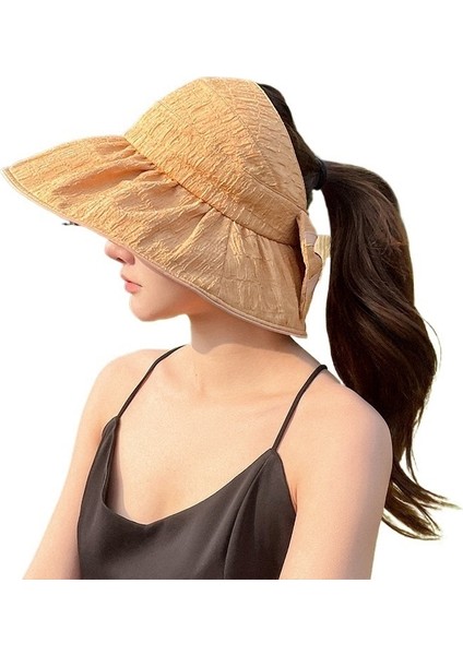 Güneş Korumalı Kadın Buruşuk Kumaş Içi Boş Silindir Şapka (Yurt Dışından)