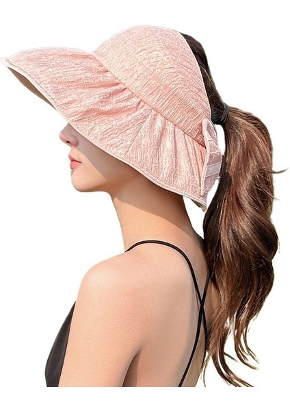 Güneş Korumalı Kadın Buruşuk Kumaş Içi Boş Silindir Şapka (Yurt Dışından)