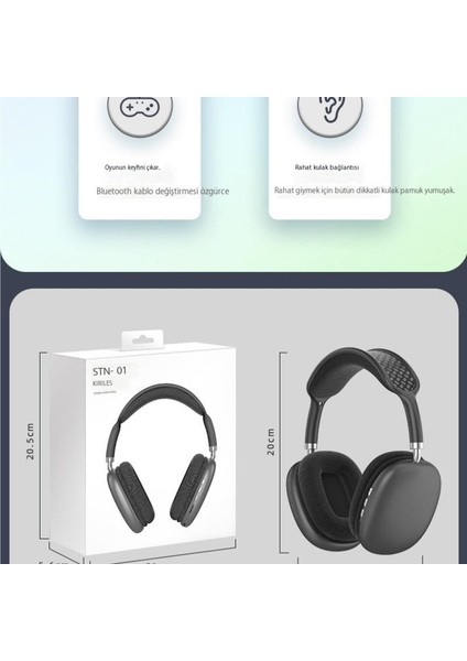 Bluetooth Kulaklık Kulak Üstü Kablosuz (Yurt Dışından)