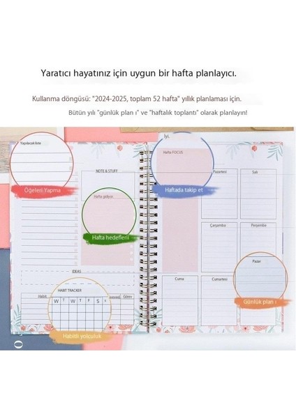 Not Defteri Dizüstü Haftalık Planlayıcısı Bobin Kitap (Yurt Dışından)