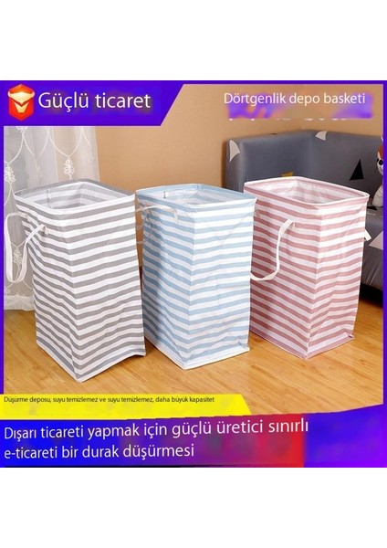 Neme Dayanıklı Çizgili Kirli Elbise Saklama Sepeti Katlanır (Yurt Dışından)