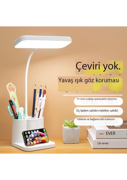 [şarj Edilebilir 3600 Mah] Kablo + Şarj Kafası Masa Lambası Kalem Tutucu Lambası (Yurt Dışından)