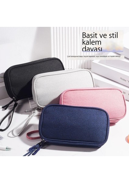 Büyük Kapasiteli Çift Katmanlı Kalem Çantası Saklama Kalem Kutusu (Yurt Dışından) modelleri