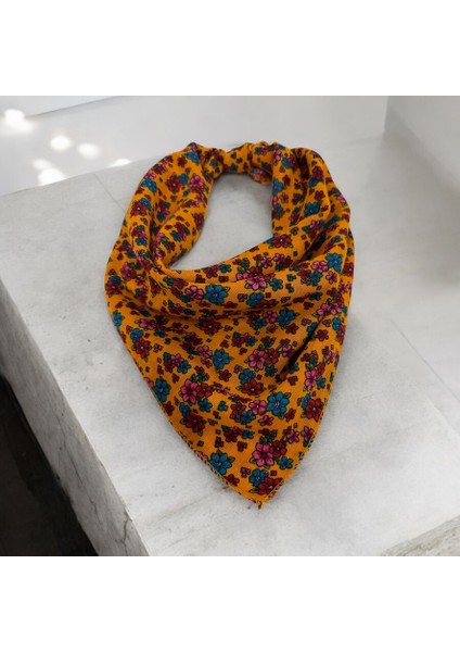 Kadın Hardal, Kırmızı ve Mor Renk Içi Çiçek Desenli %100 Koton 3'lü Bandana, Saç Aksesuarı modelleri