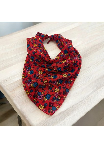 Kadın Hardal, Kırmızı ve Mor Renk Içi Çiçek Desenli %100 Koton 3'lü Bandana, Saç Aksesuarı fırsatları