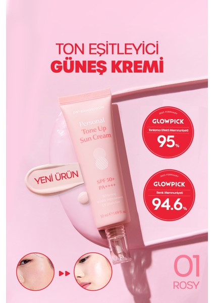 Rosy01 Eşitleyici Aydınlatıcı Güneş Kremi 50ml Pürüzsüz Tonlayıcı Toneup Uv Protection Spf50