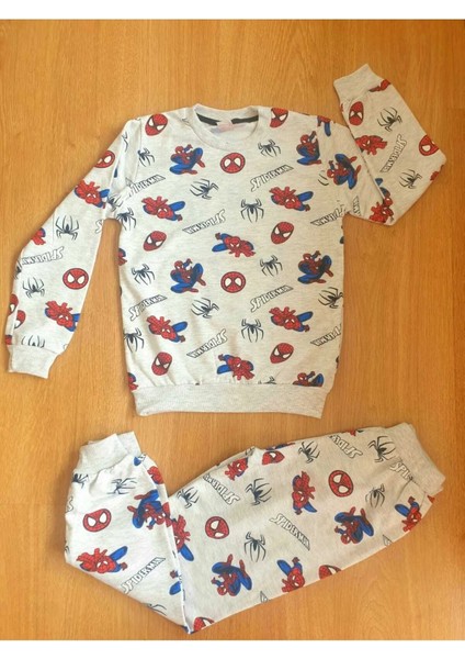 Erkek Çocuk Gri Spiderman Baskılı Mevsimlik Ikili Takım