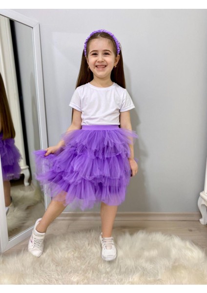 Tütülü Kız Çocuk Takım - Lila