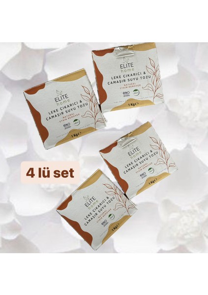 The Elite Home Doğal ve Vegan Sertifikalı Leke Çıkarıcı ve Çamaşır Suyu Tozu 1 kg *4 Adet