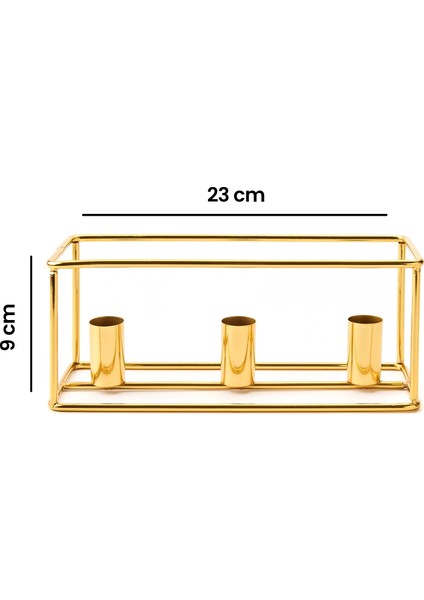 Deco 3'Lü Küp Mumluk - Gold