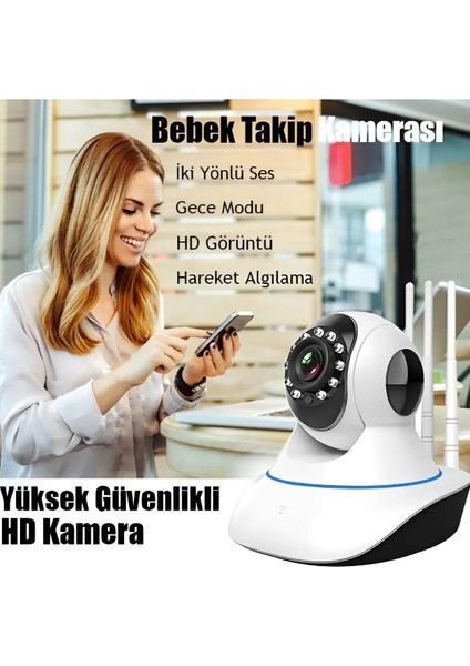 5 Antenli Bebek Izleme Kamerası Gece Görüşlü Ip Güvenlik Kamerası 360 Derece Hareket Sensörlü