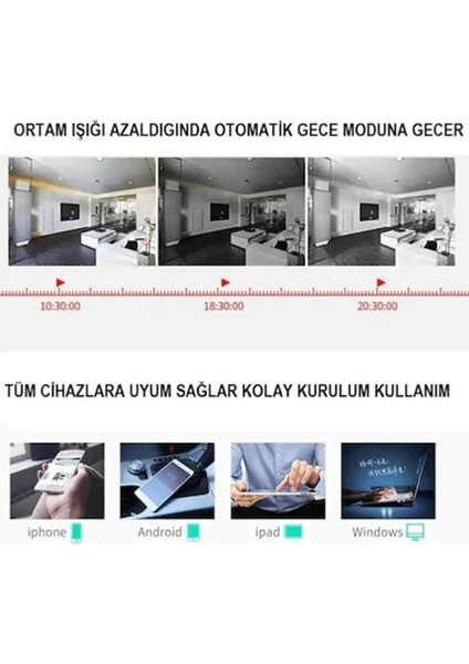 5 Antenli Bebek Izleme Kamerası Gece Görüşlü Ip Güvenlik Kamerası 360 Derece Hareket Sensörlü