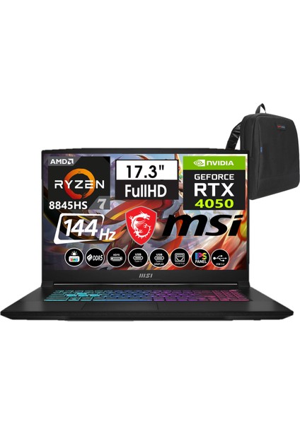 Msı Katana A17 Aı Amd Ryzen 7-8845HS 24GB Ddr5 1tb SSD 6GB/RTX4050 Freedos 17.3" 144 Hz Fhd IPS Taşınabilir Bilgisayar B8VE-854XTRW02+WEBLEGELSINÇANTA