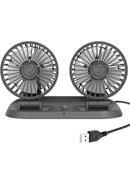 Araba Fanı Kamyon Güçlü Rüzgar USB Arayüzü Çift Başlı Elektrikli Fan (Yurt Dışından)