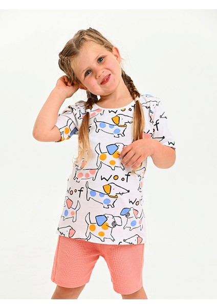 Kız Bebek Waffle Desenli Şortlu Takım 1-4 Yaş Somon