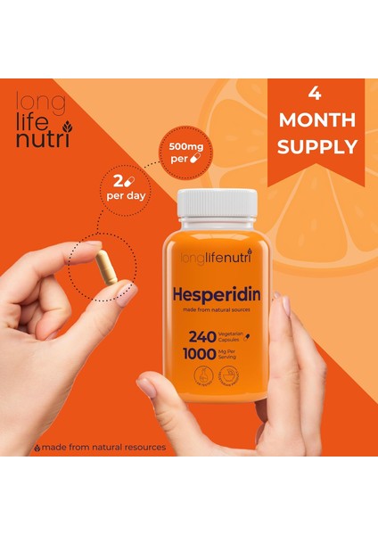 Hesperidin 1000 Mg 240 Kapsul 4 Month Supply Supports Cardiovascular Health Blood Pressure Circulation Immune Support Potent Antioxidant Vascular Function fırsatları