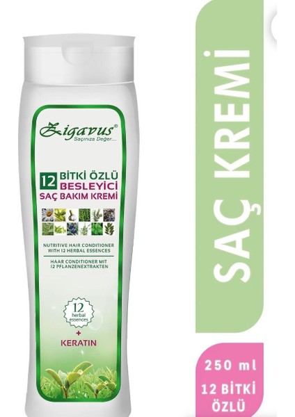 12 Bitki Özlü + Keratin Besleyici Saç Kremi - Kolay Tarama ve Onarici Bakim 8699349136628