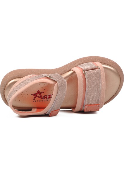 24-402-F Pudra Simli Ortopedik Taban Çocuk Sandalet