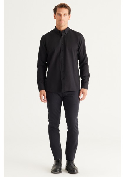 2'li Pamuklu Kolay Ütülenebliir Slim Fit Dar Kesim Düğmeli Yaka Oxford Gömlek Paketi