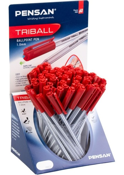Trıball Tükenmez Kalem Kırmızı 60 Lı Stand NO1003 0534