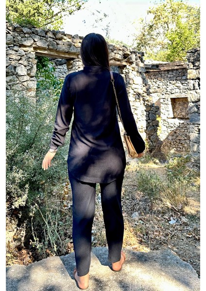 Siyah Renk Cep Detaylı Gömlekli Alt Üst Takım modelleri