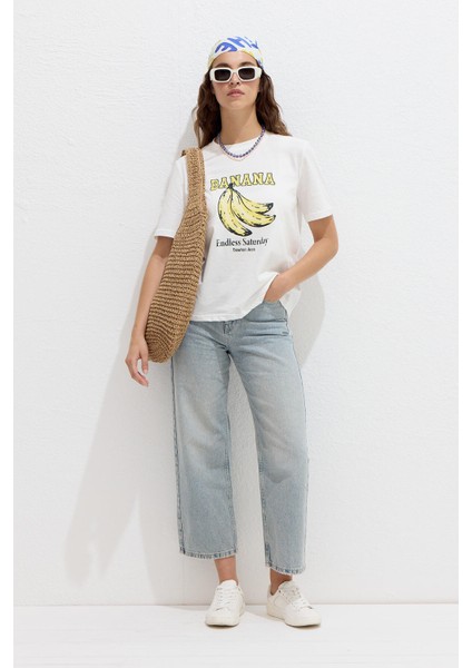 Dikiş Detaylı Baskılı T-Shirt Banana