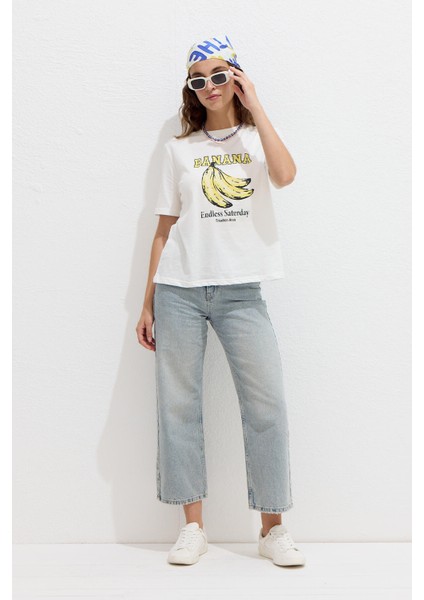 Dikiş Detaylı Baskılı T-Shirt Banana