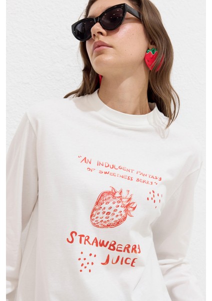 Baskılı Uzun Kollu T-Shirt Strawberry