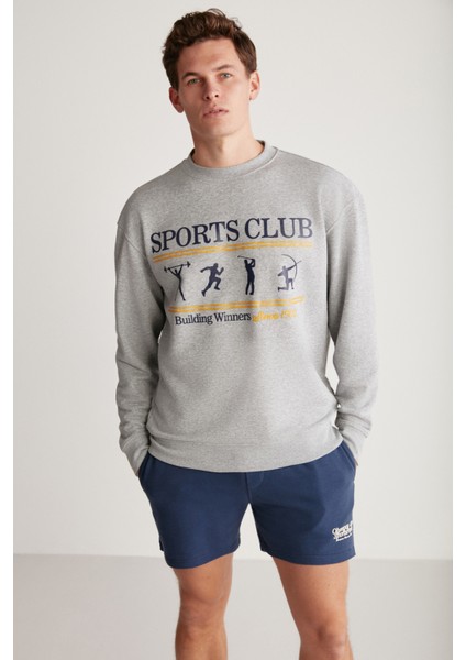 Darian Erkek Sport Baskılı içi Polarsız Mevsimlik Grimelanj Sweatshirt