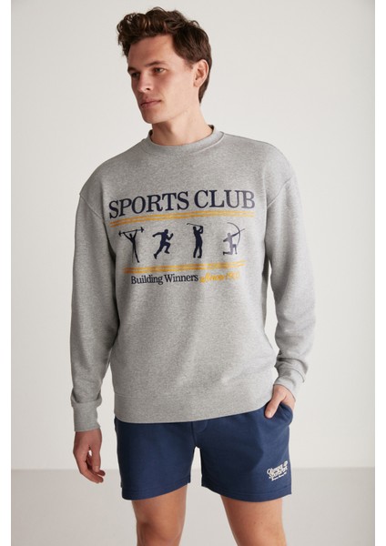 Darian Erkek Sport Baskılı içi Polarsız Mevsimlik Grimelanj Sweatshirt