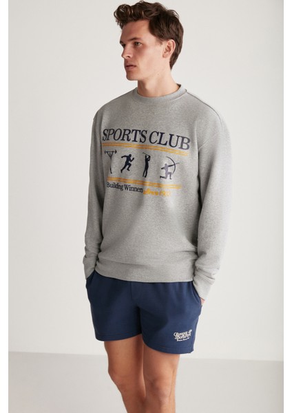 Darian Erkek Sport Baskılı içi Polarsız Mevsimlik Grimelanj Sweatshirt