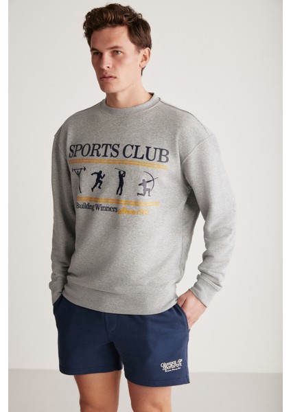 Darian Erkek Sport Baskılı içi Polarsız Mevsimlik Grimelanj Sweatshirt