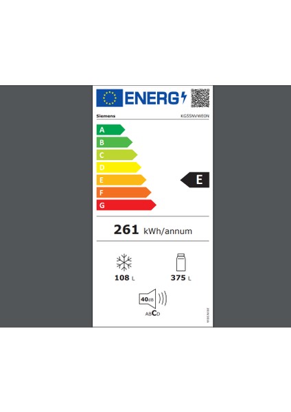 Sıemens KG55NVWE0N E Enerji Sınıfı 483 L Nofrost Altan Donduruculu Buzdolabı