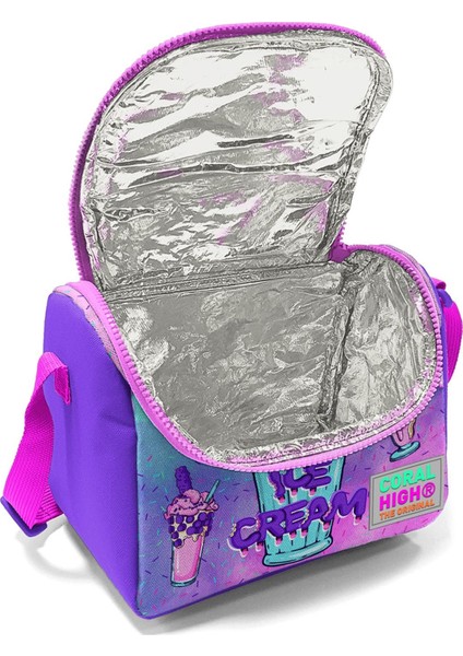 Pembe Mor Milkshake Dondurma Desenli 3’lü Okul Çanta Seti