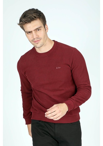 Newdwade Erkek O Yaka Sweatshirt Bordo