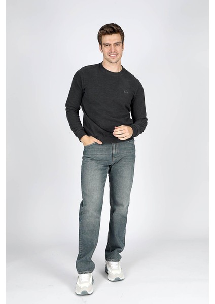 Newdwade Erkek O Yaka Sweatshirt Antrasit