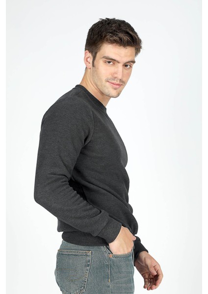 Newdwade Erkek O Yaka Sweatshirt Antrasit modelleri