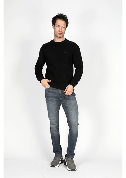 Newdwade Erkek O Yaka Sweatshirt Siyah