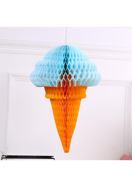 Mavi Renk Külah Dondurma 32 cm Asmalı Tavan Süsü 1 Adet Hawai