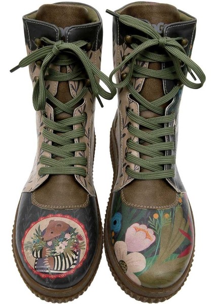 Kadın Vegan Deri Haki Uzun Bot - Bear and Flowers Tasarım fiyatları
