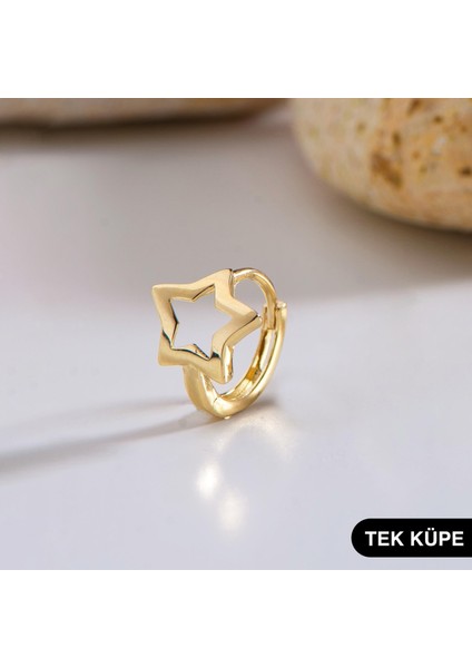 14 Ayar Tek Yıldız Halka Altın Küpe 0,65 gr