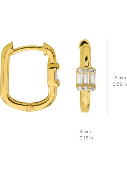 14 Ayar Modern Baget Tek Halka Altın Küpe 0,92 gr