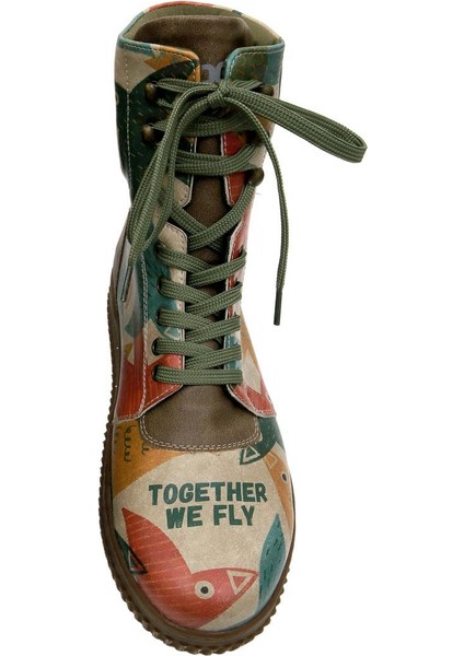 Kadın Vegan Deri Çok Renkli Uzun Bot - Together We Fly Tasarım indirimleri