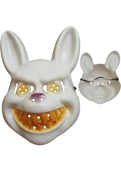 Halloween Plastik Katil Tavşan Maskesi Kanlı Beyaz Renk 1 Adet